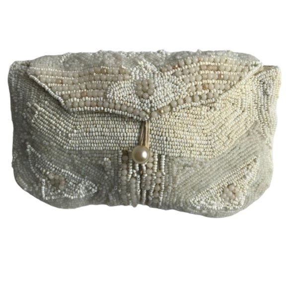 Vintage White Beaded Collectible Dance Coin Purse - Picture 13 of 13